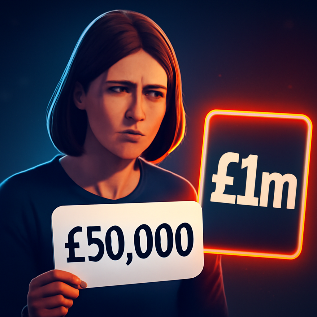 AI-generated editorial illustration for: Would you choose £50,000 over the chance of £1m?