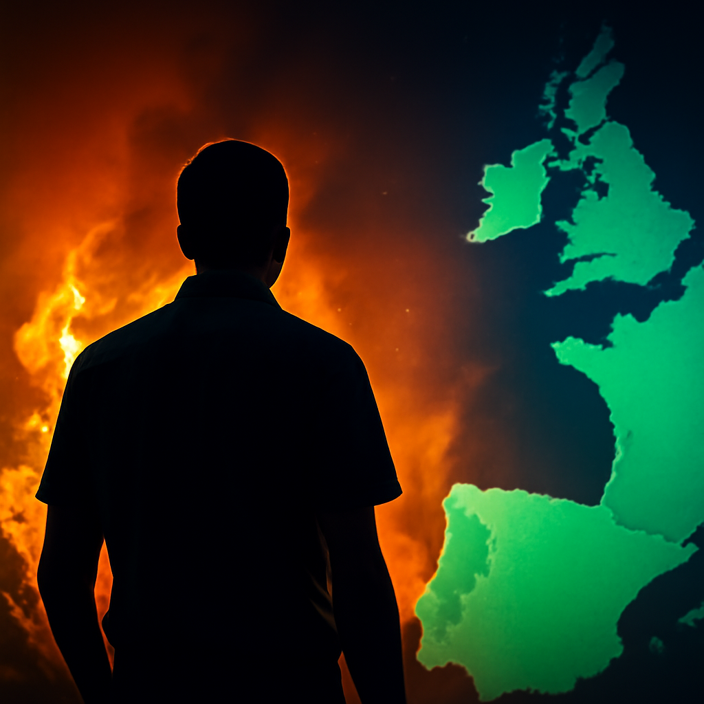AI-generated editorial illustration for: La devastadora huella de los incendios en Francia y España