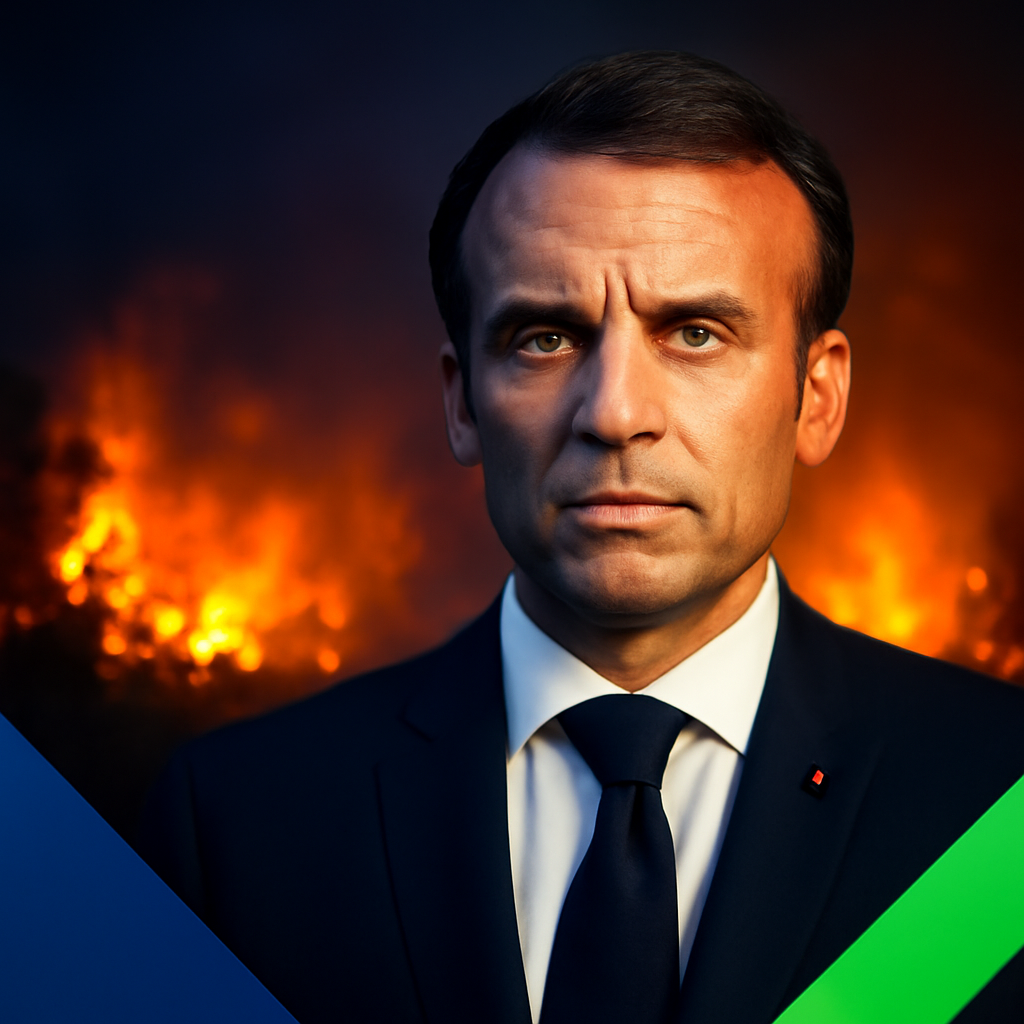 AI-generated editorial illustration for: En direct : 30 à 40 feux combattus simultanément en France, Macron présidera lundi une cellule de crise