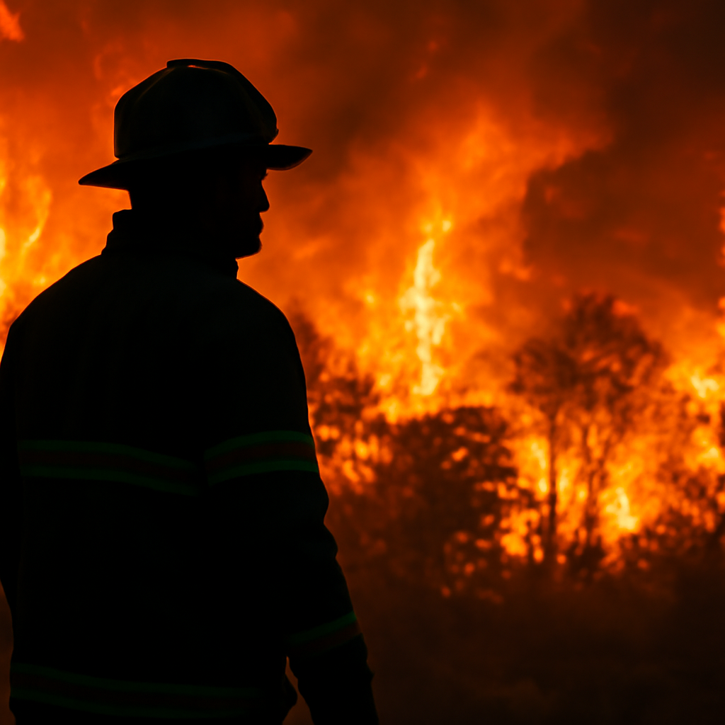 AI-generated editorial illustration for: News Wrap: French firefighters battle massive wildfire