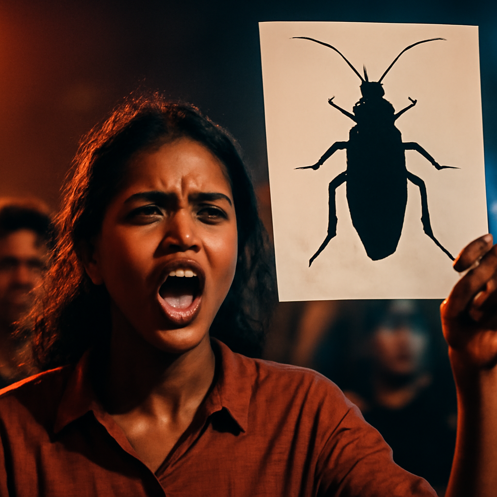AI-generated editorial illustration for: India's youth-led 'cockroach' protests expose cracks in Modi's government