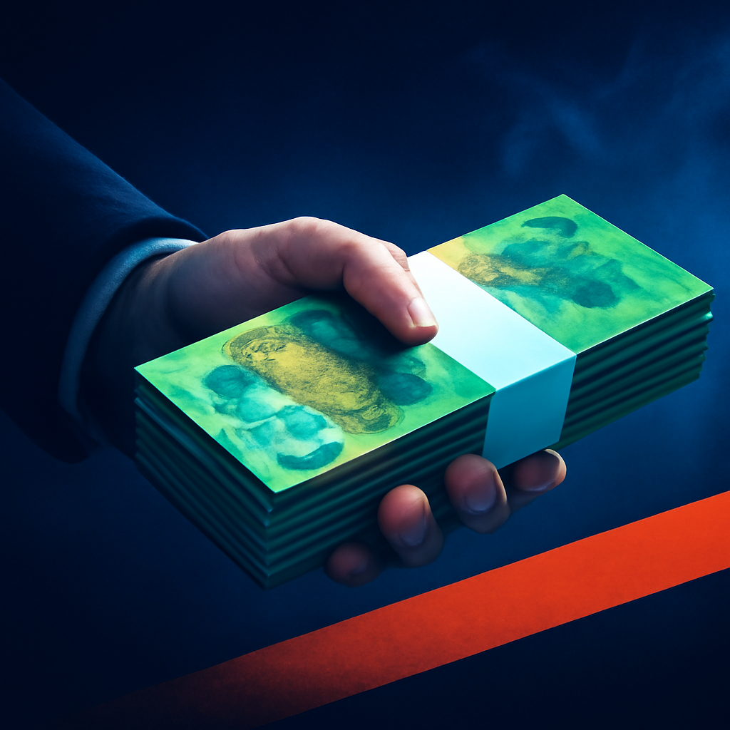 AI-generated editorial illustration for: More than $700,000 cash bound for Victoria forfeited