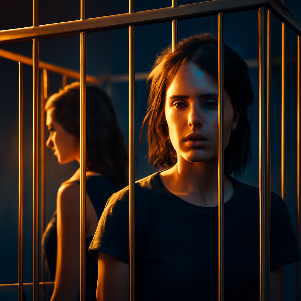 AI-generated editorial illustration for: Cinéma: dans «Le triangle d'or», Hélène Rosselet-Ruiz filme deux femmes dans une cage dorée