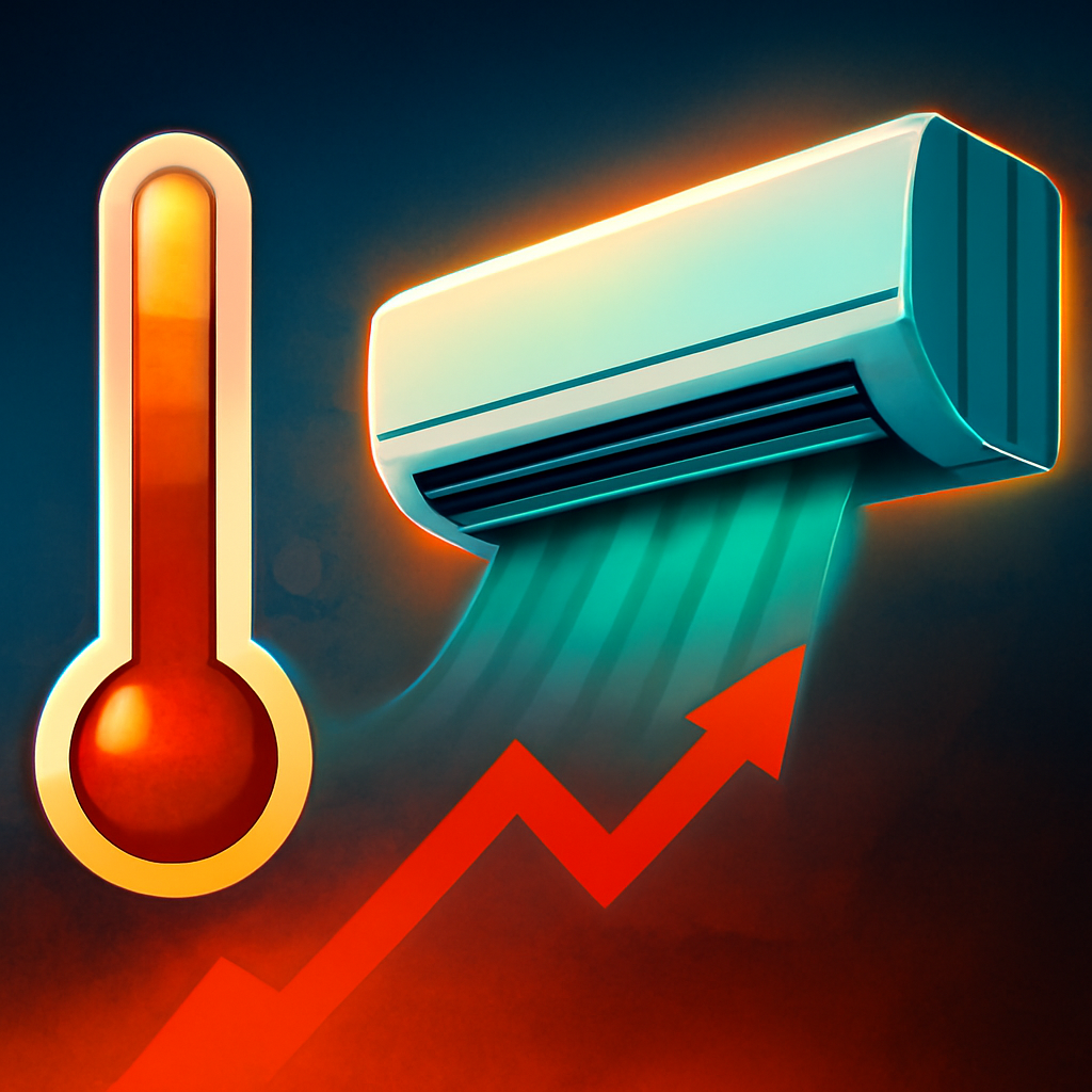 AI-generated editorial illustration for: How the UK's extreme heat is shifting the conversation about air-con