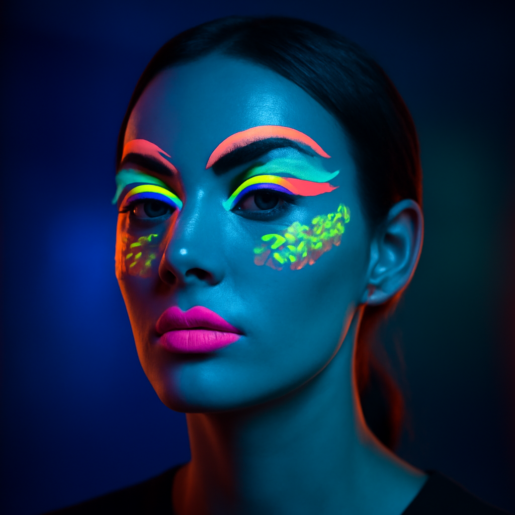 AI-generated editorial illustration for: How to do neon festival make-up - without harming your skin