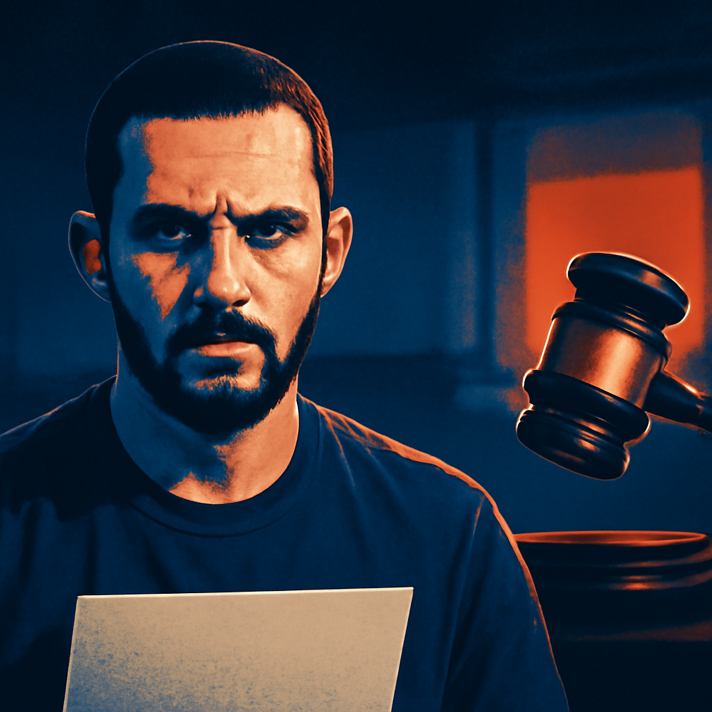 AI-generated editorial illustration for: Man convicted in terrorism trial over 2022 stabbing of Salman Rushdie
