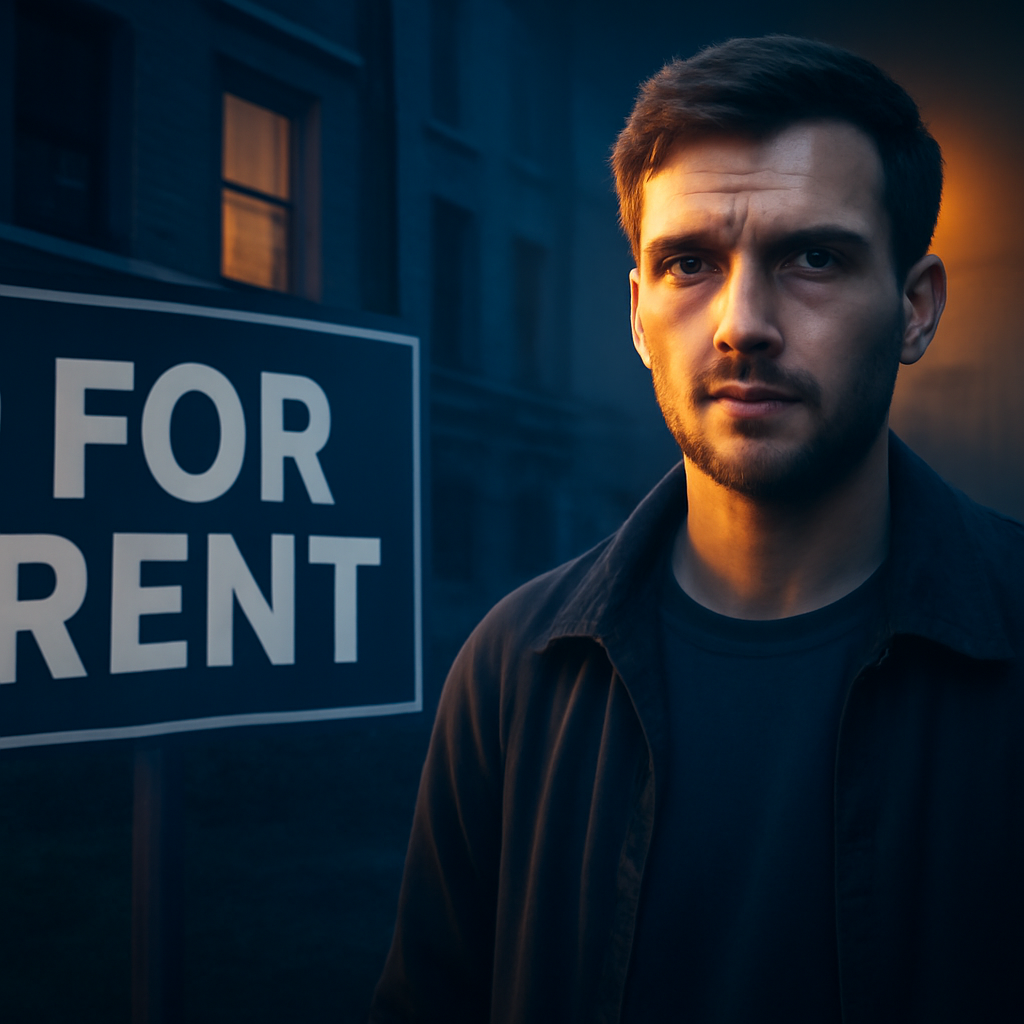 AI-generated editorial illustration for: 'I pay £580 a month to live in a disused care home': Property guardians show us around