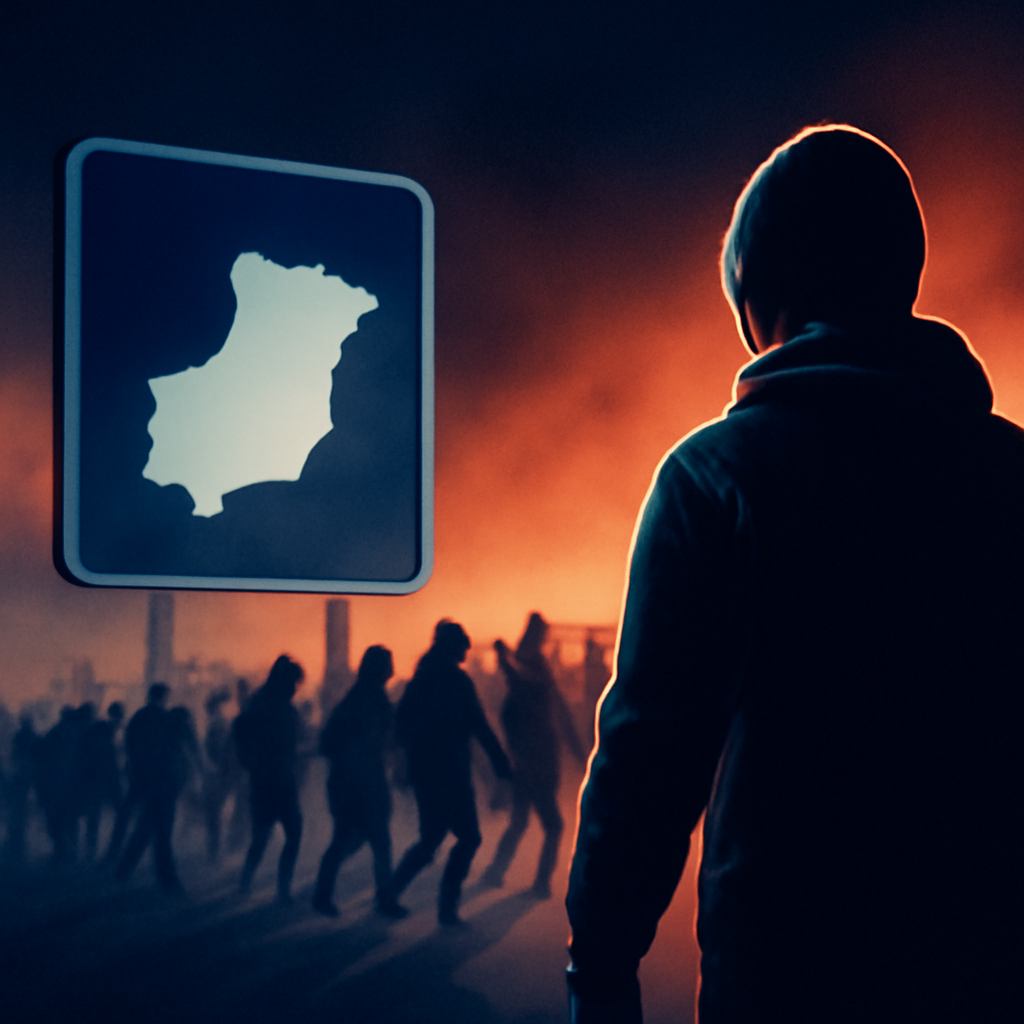 AI-generated editorial illustration for: "No hay otra salida" que Ceuta: la avalancha de migrantes de Marruecos que buscan llegar a España