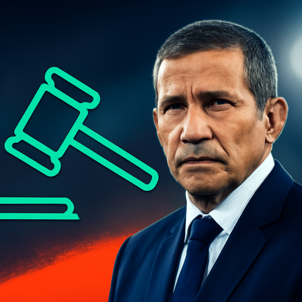 AI-generated editorial illustration for: Ollanta Humala saldrá libre: La Justicia de Perú anula caso en su contra por lavado