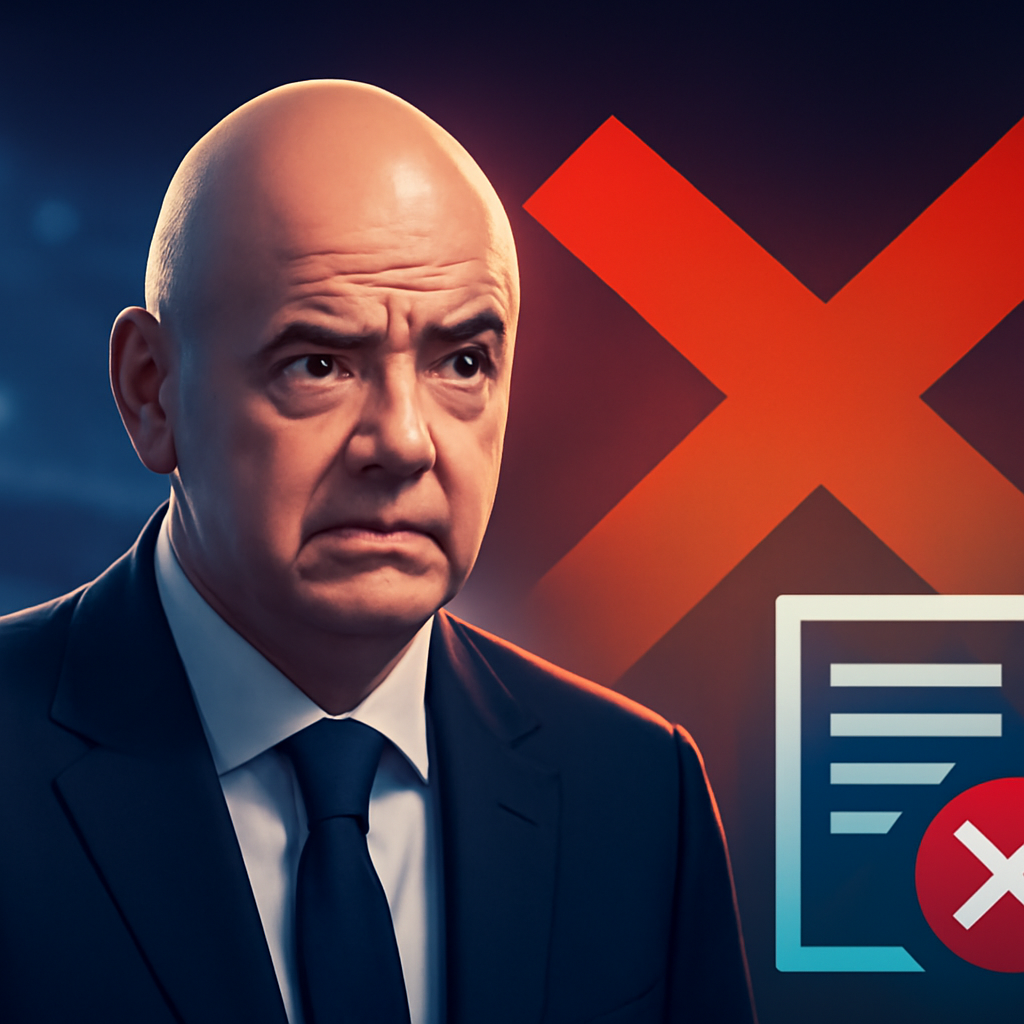 AI-generated editorial illustration for: La FIFA retira el plan de Infantino de abrirse a capitales privados tras una ola de rechazo