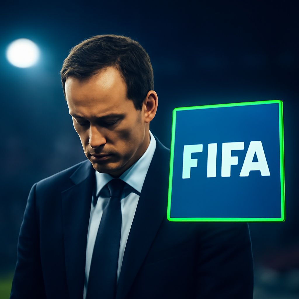 AI-generated editorial illustration for: La Fifa annonce abandonner son projet d'investissements privés face aux critiques