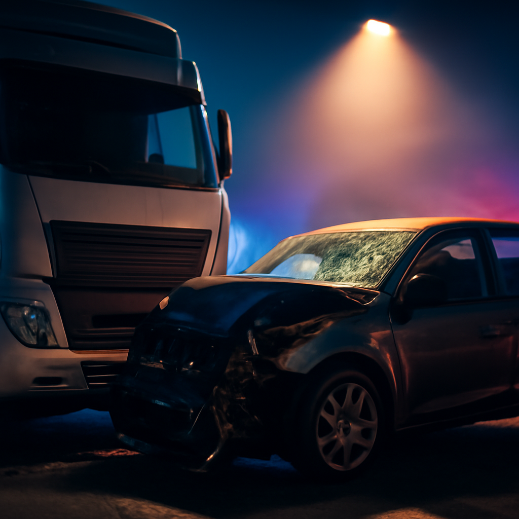 AI-generated editorial illustration for: Man dies after car crashes into parked truck in Brisbane's south