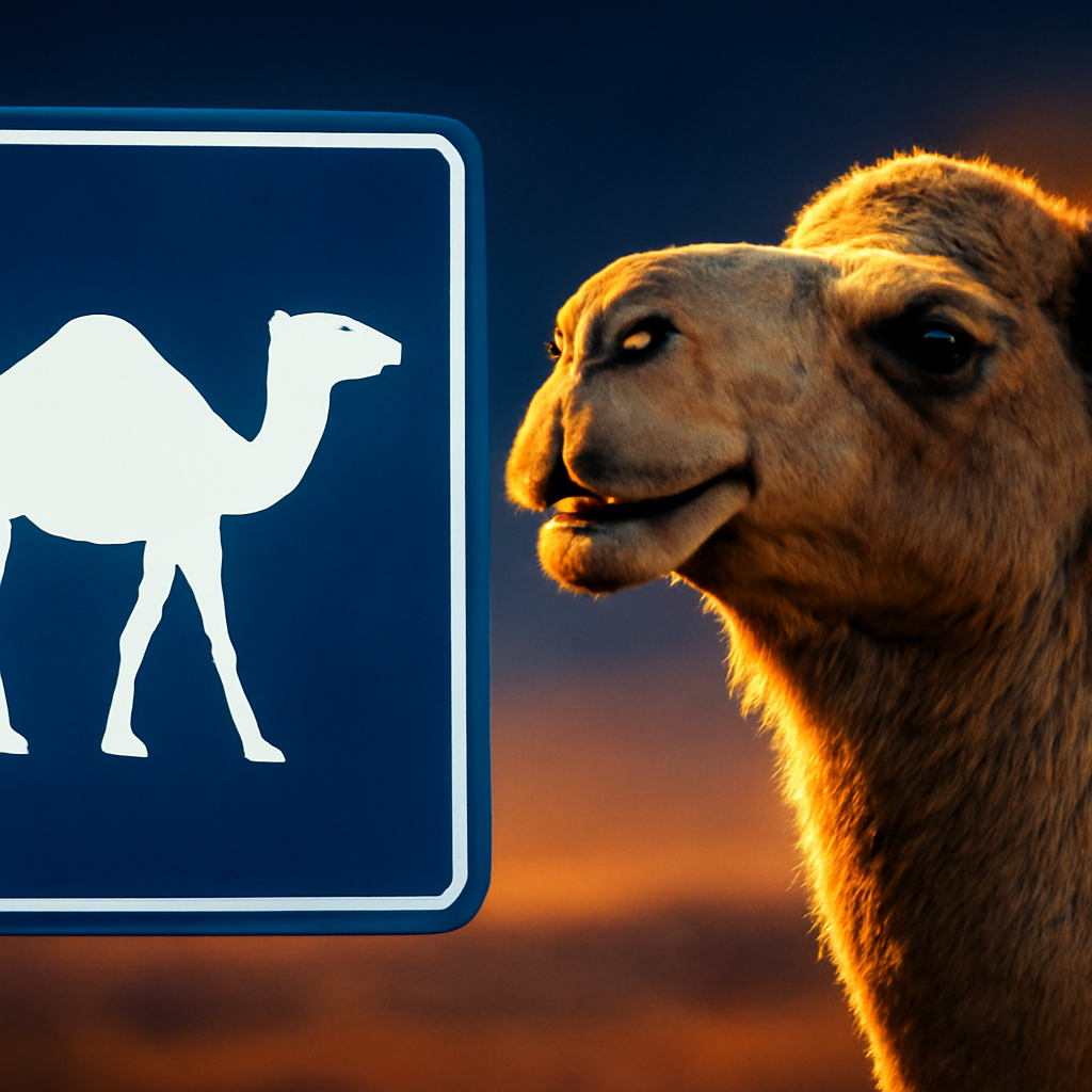 AI-generated editorial illustration for: Low-allergenic camel meat helps curb feral population