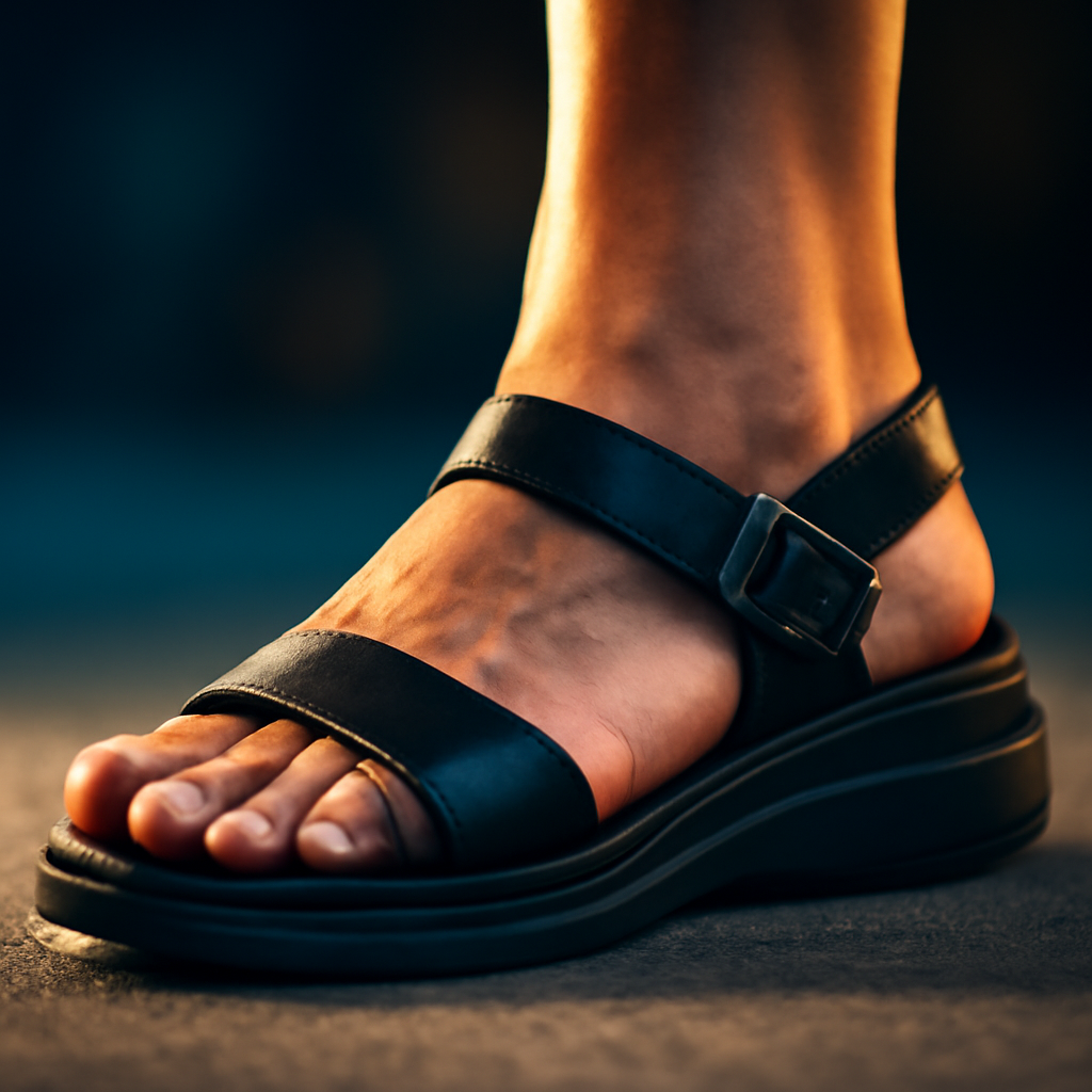 AI-generated editorial illustration for: Are summer sandals killing your feet?