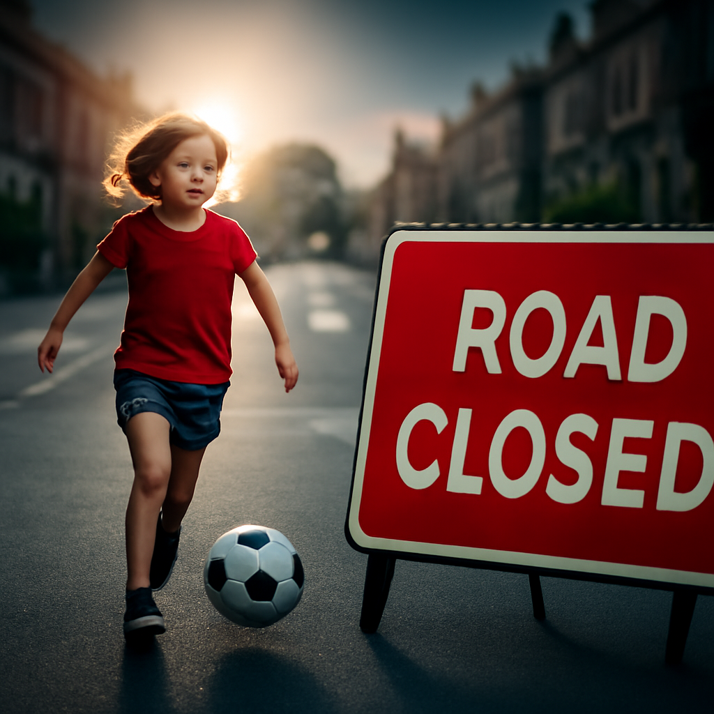 AI-generated editorial illustration for: Closing down streets so children can play