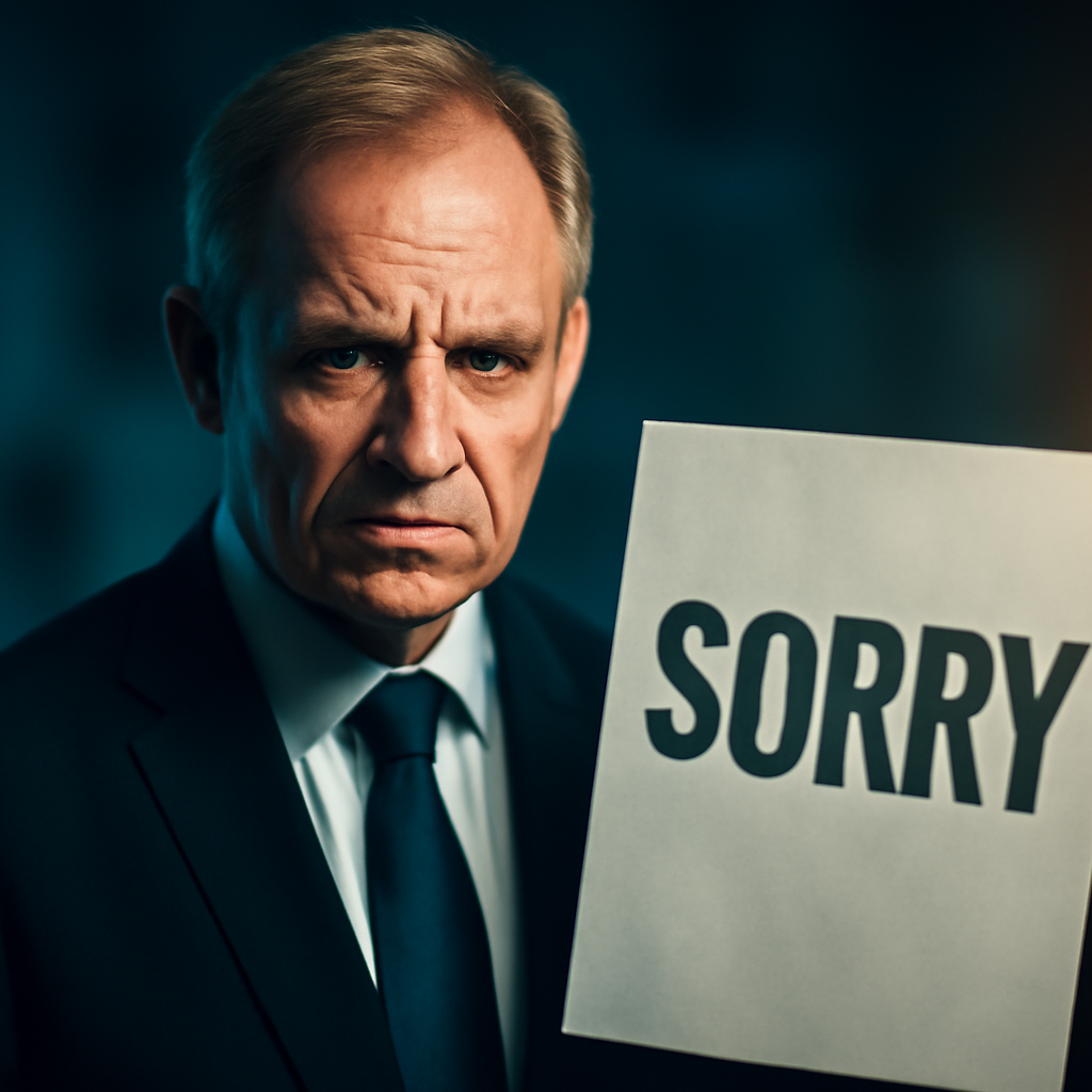 AI-generated editorial illustration for: Jailed funeral boss angers families with 'apology'