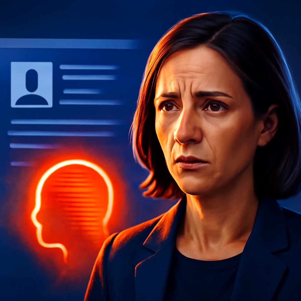 AI-generated editorial illustration for: 'I've had to Botox my CV': Are AI recruitment tools affecting women's careers?