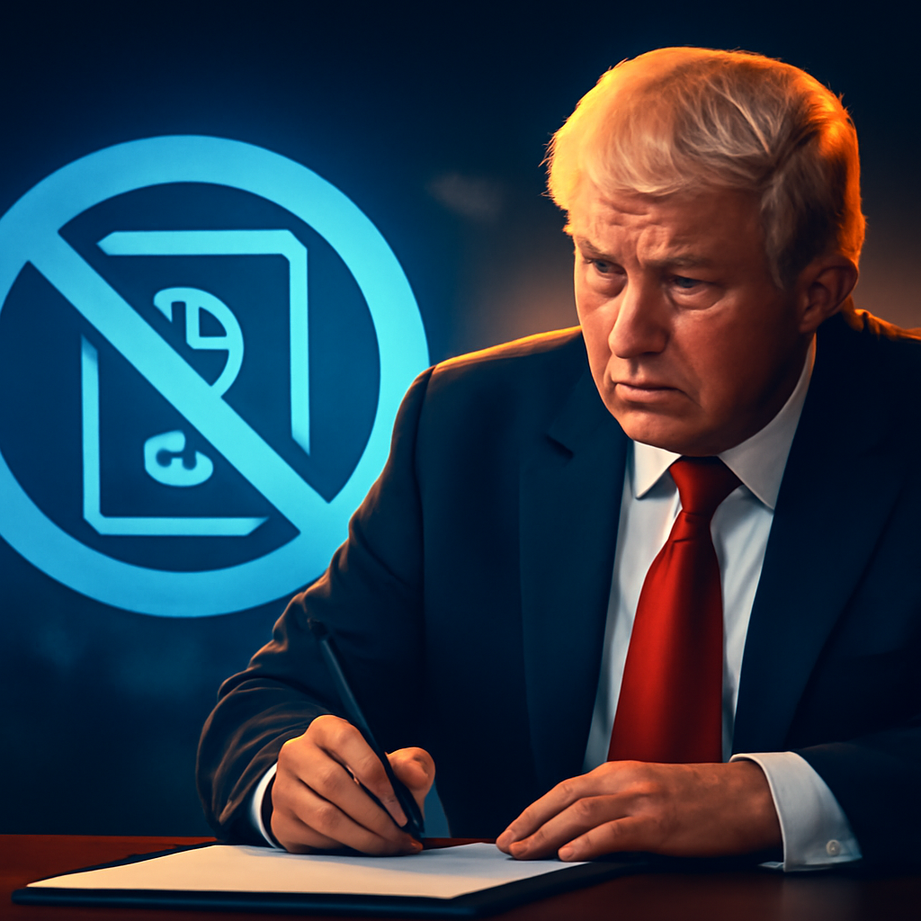 AI-generated editorial illustration for: Trump signs 2 immigration actions to curb 'birth tourism,' limit birthright citizenship