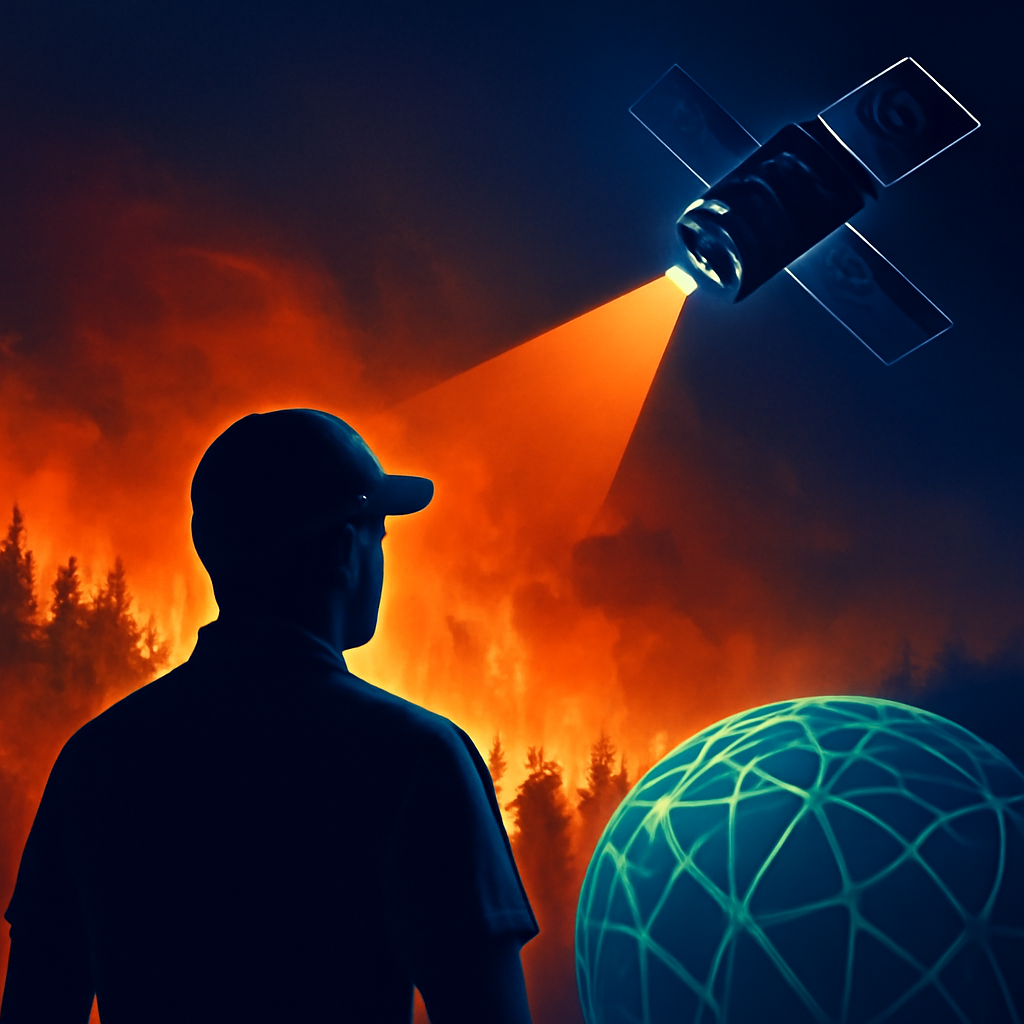 AI-generated editorial illustration for: Greece deploys satellite detection system to combat deadly wildfires