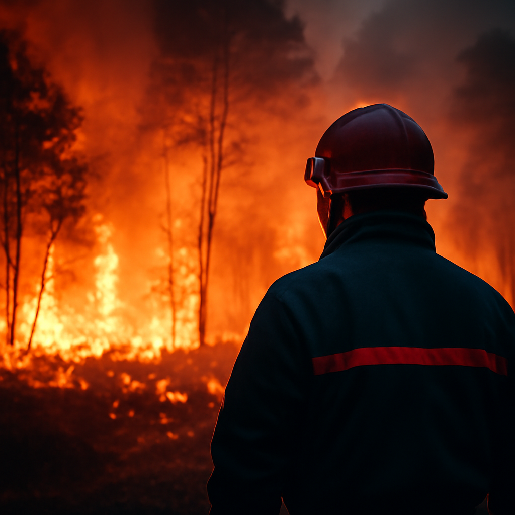 AI-generated editorial illustration for: Incendies en France: la délicate sécurisation de la forêt de Fontainebleau, prélude à une lente reconstruction