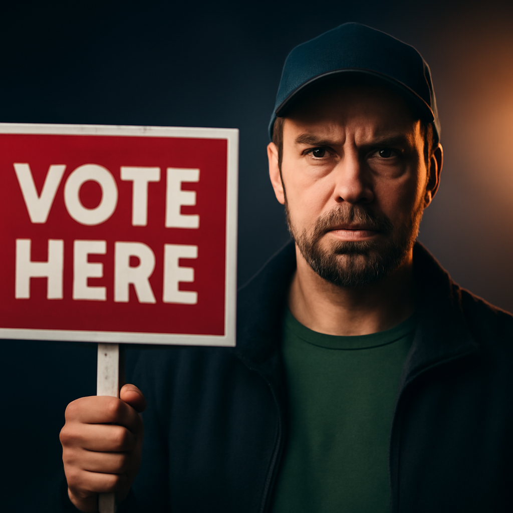 AI-generated editorial illustration for: Gun owner candidate says signage rules make him a target