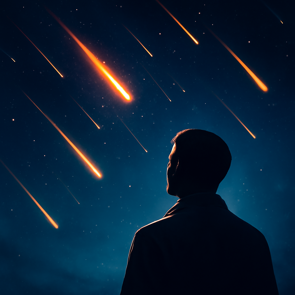 AI-generated editorial illustration for: Astronomical Event: बुधवार रात टूटे तारों से सजेगा ब्रह्मांड, आसमान में बरसेंगे उल्कापिंड; दिखेंगे मोहक नजारे