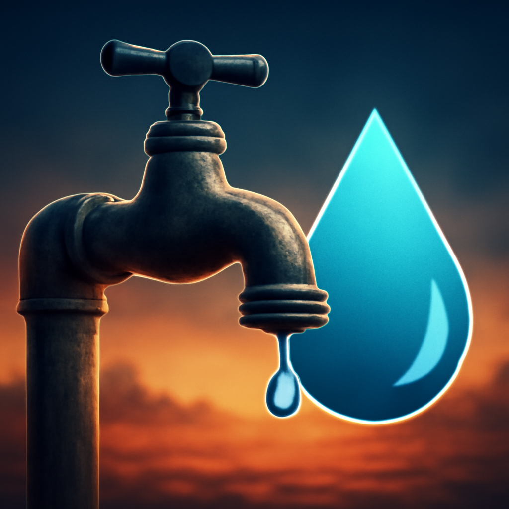 AI-generated editorial illustration for: Puerto Rico raciona el suministro de agua en medio de una intensa sequía