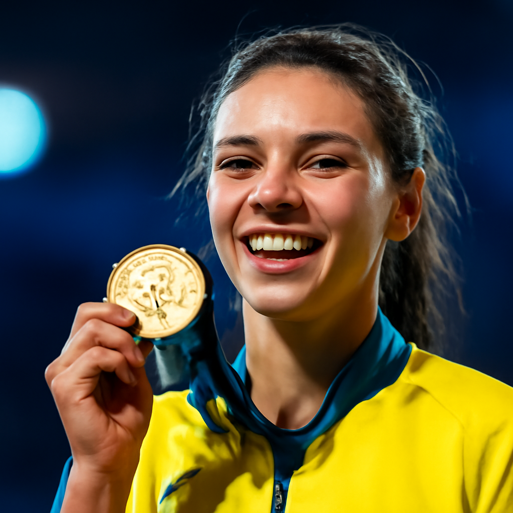 AI-generated editorial illustration for: Aussie high jumper wins gold at under-20 world titles