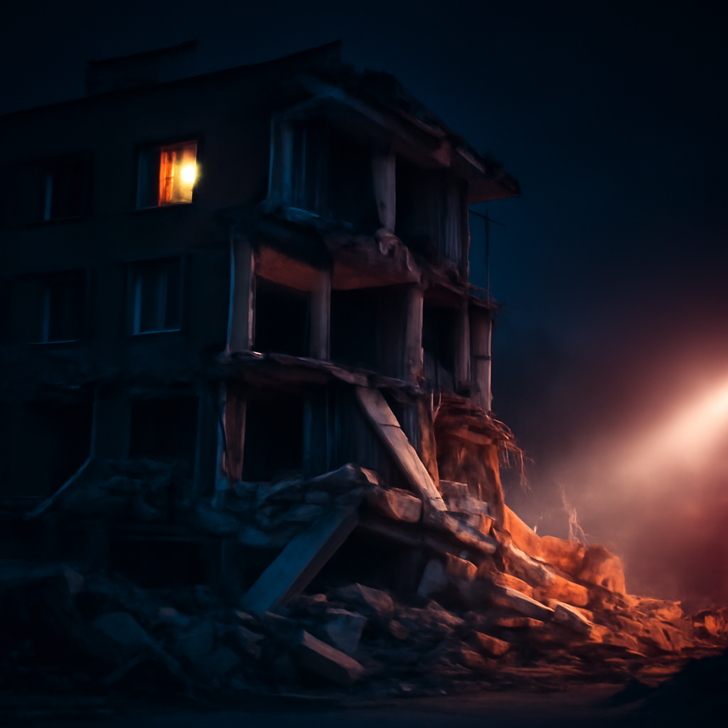 AI-generated editorial illustration for: 7.4-magnitude earthquake rocks Colombia, crumbling homes and buildings