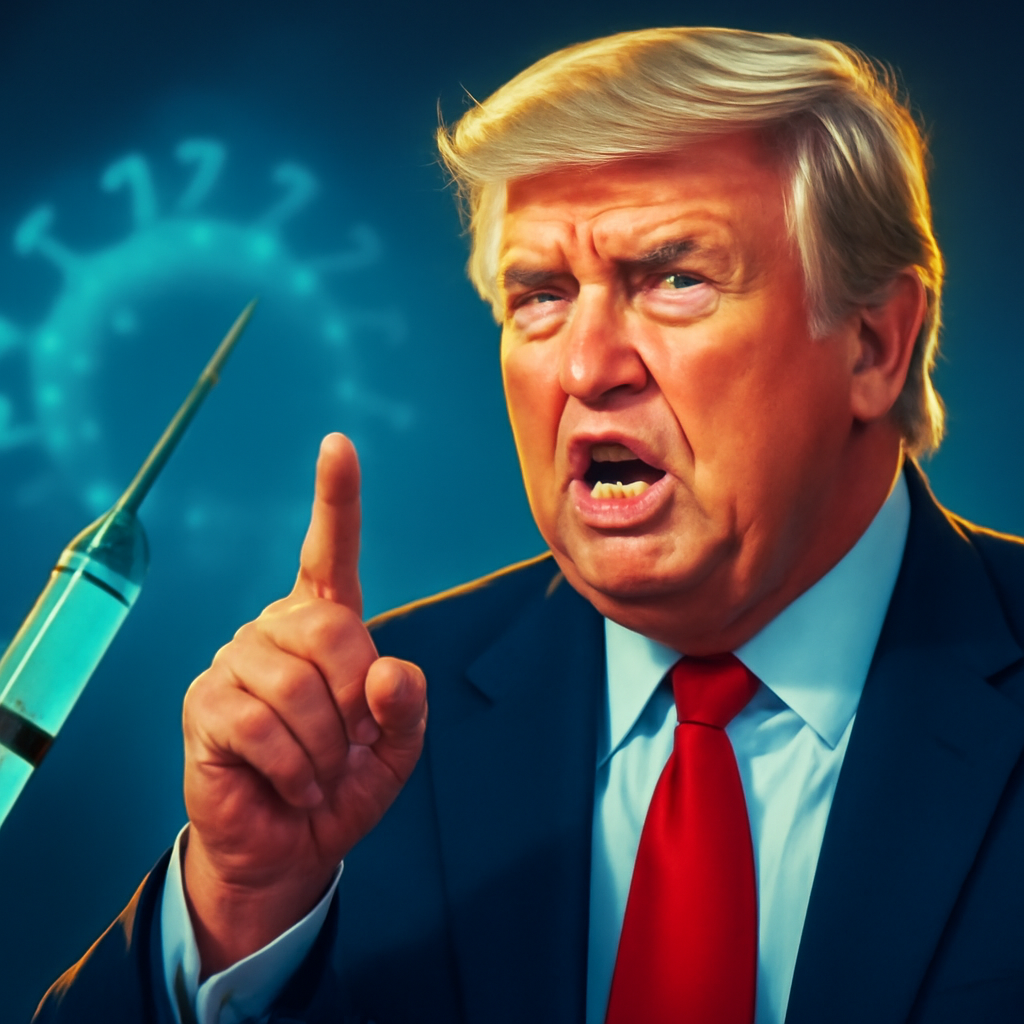 AI-generated editorial illustration for: Trump recupera su cruzada contra las vacunas y exige reducir las dosis para los niños