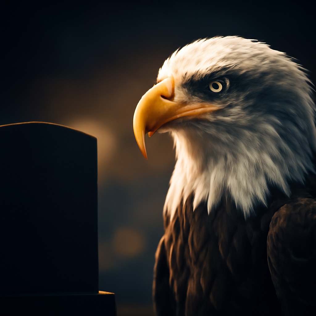 AI-generated editorial illustration for: Jackie, the famous California bald eagle, dies after weeks of intensive care