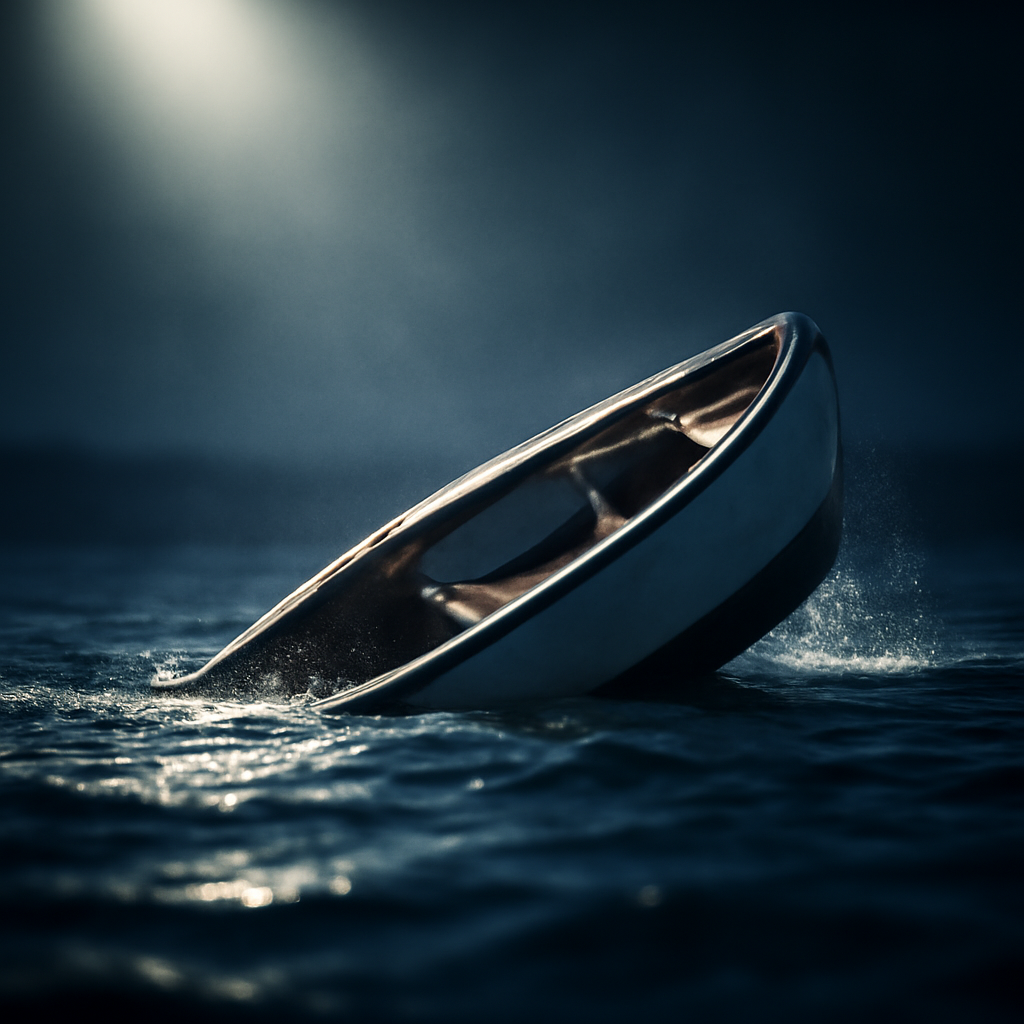 AI-generated editorial illustration for: Zimbabwe Boat Tragedy: जिम्बाब्वे की करिबा झील में पलटी नाव, 15 की मौत; 27 लोग अब भी लापता
