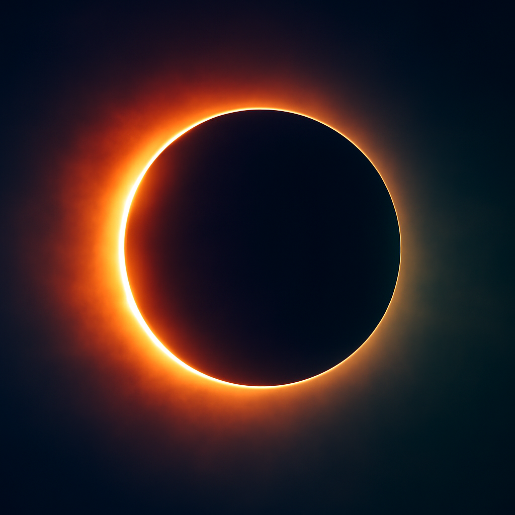AI-generated editorial illustration for: Millions watch 'surreal' solar eclipse in UK and Europe