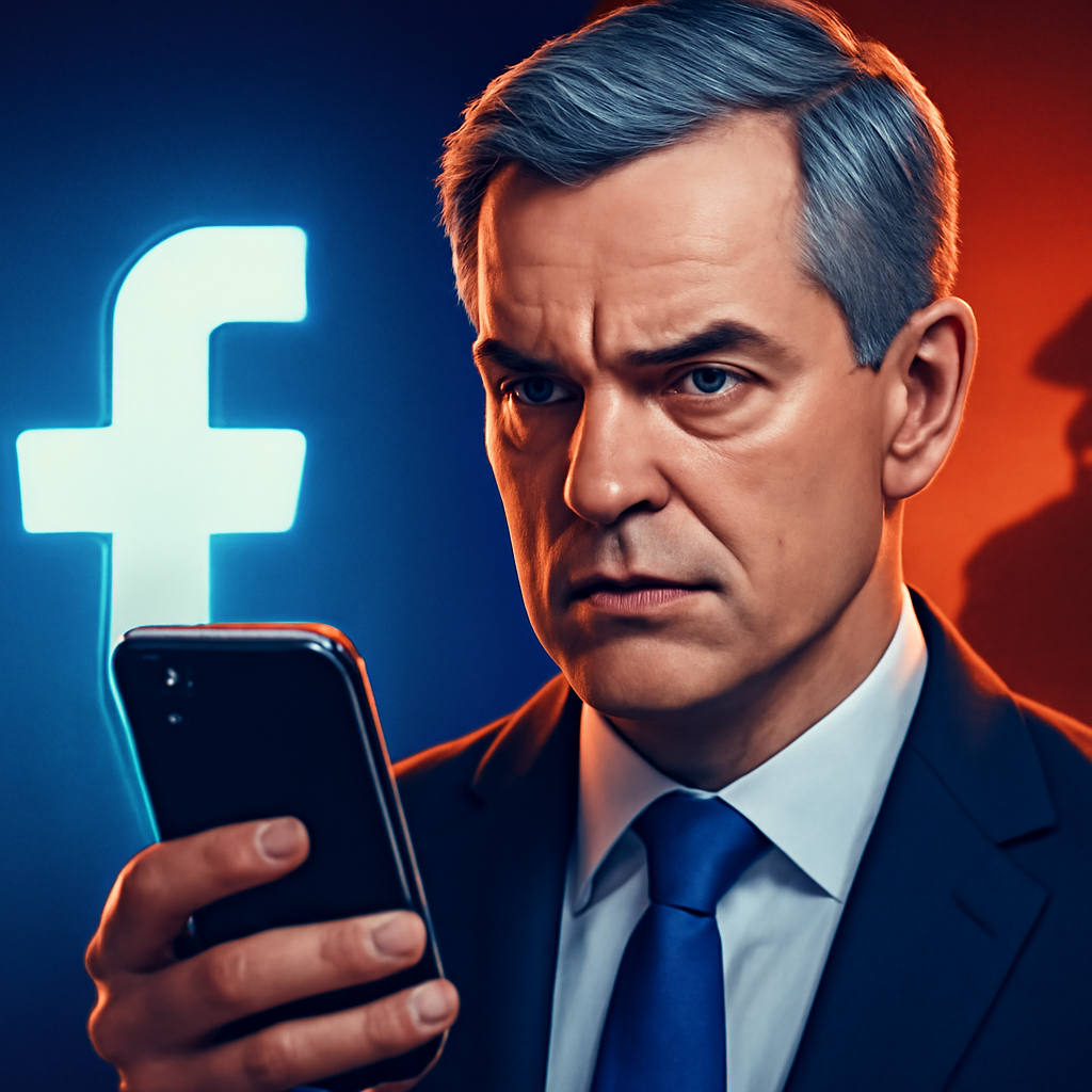 AI-generated editorial illustration for: Mayor reports Facebook 'trolls' to police over AI parody videos