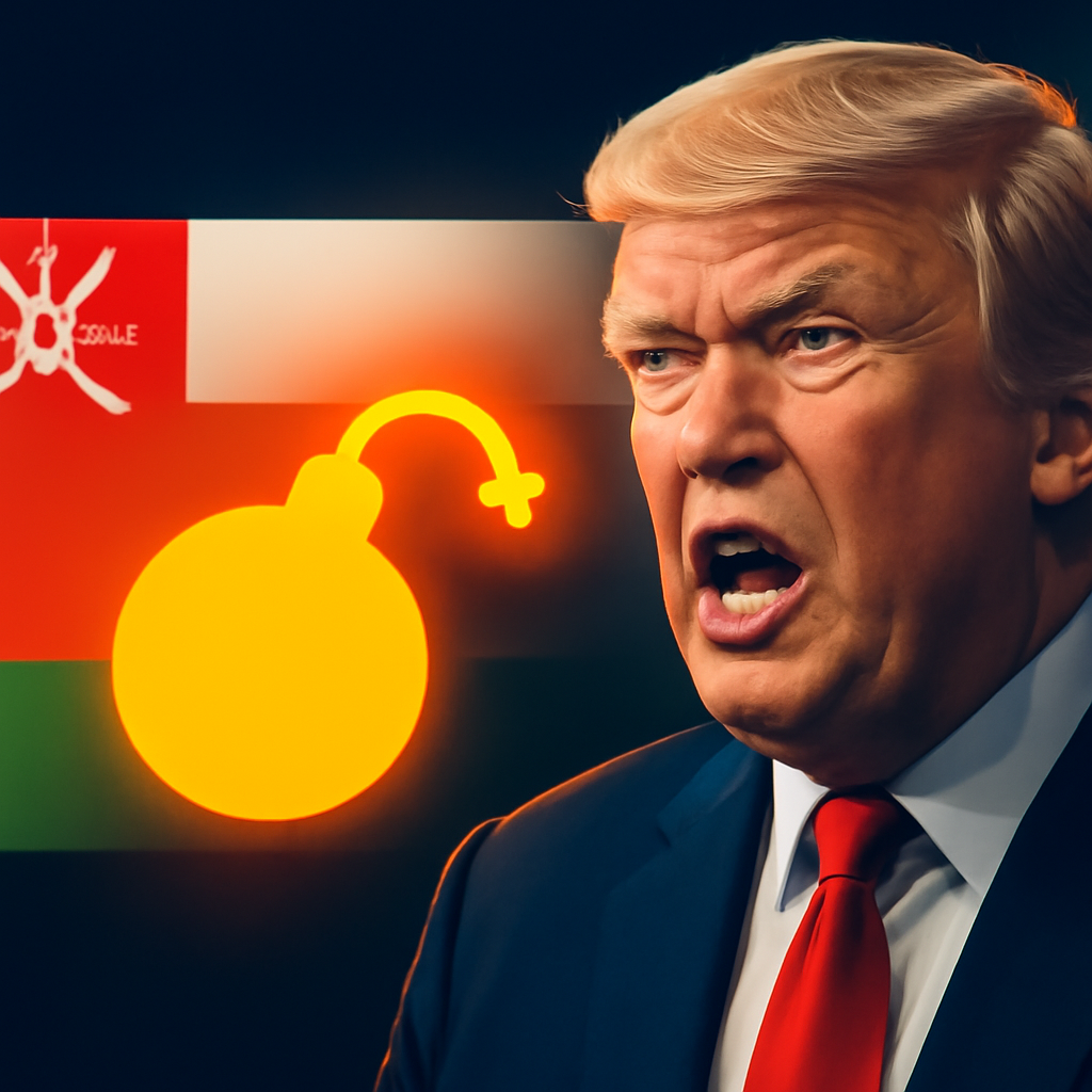 AI-generated editorial illustration for: ترامب يهدد عُمان مع تعثر المحادثات بشأن إيران وكوشنر يتحرك في ملف غزة