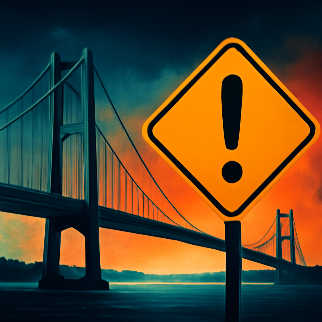 AI-generated editorial illustration for: Gordie-Howe-Brücke zwischen Kanada und den USA eröffnet